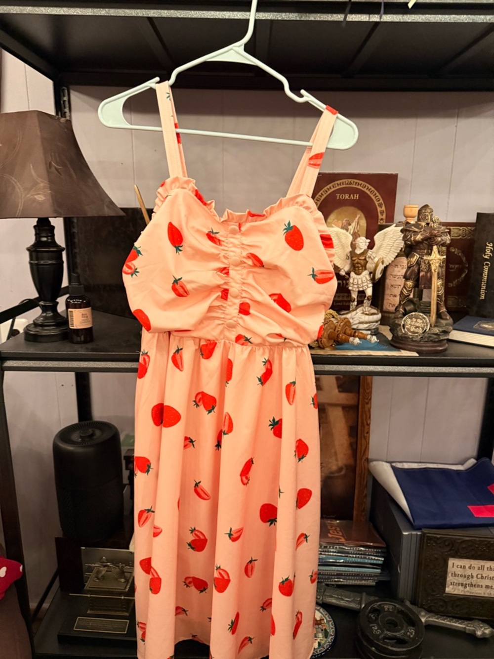 Dress with strawberries spaghetti strap size L